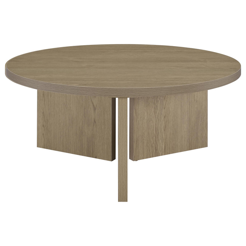 Aragon Round Panel Base Coffee Table Latte - 706678