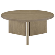 Aragon Round Panel Base Coffee Table Latte - 706678