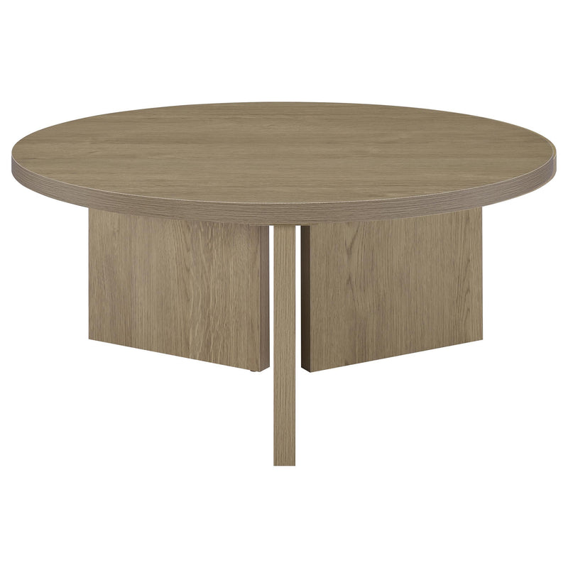 Aragon Round Panel Base Coffee Table Latte - 706678