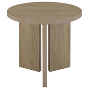 Aragon Round Panel Base End Table Latte - 706677
