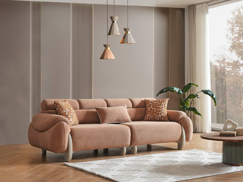 Arden 4-pieces (2 Sofa & 2 Chair) Livingroom in Cream - Brown - 200-ELIF-ARD-A600-3311