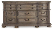 Ardenfield King Upholstered Sleigh Bed with Dresser in Light Brown from Ashley - DMV Furniture