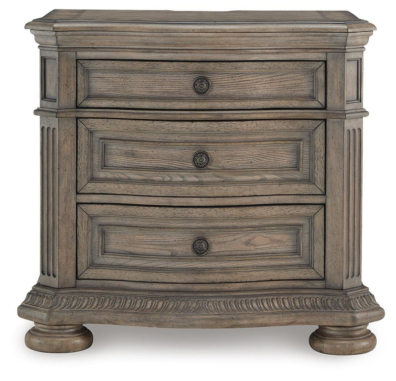 Ardenfield Light Brown California King Sleigh Bed, Chest and Nightstand - B944B6
