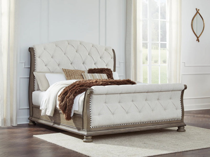 Ardenfield Light Brown King Upholstered Sleigh Bed - DMV FurnitureKing Bed