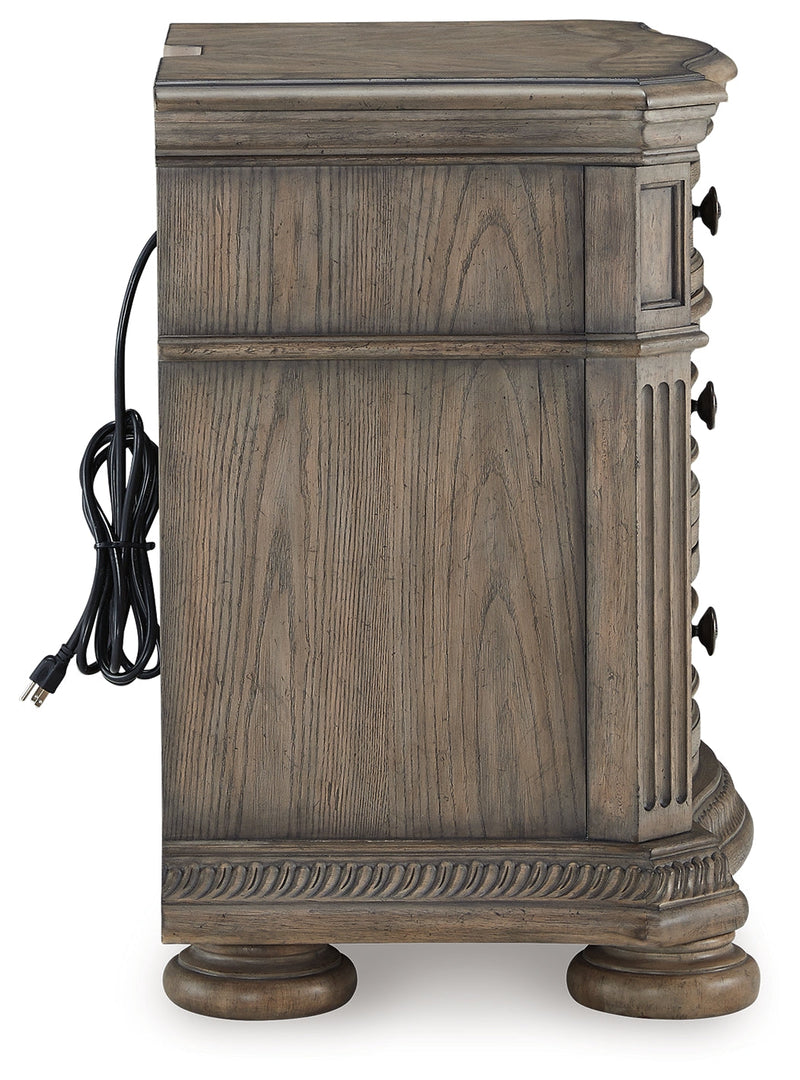 Ardenfield Queen Upholstered Sleigh Bed with 2 Nightstands in Light Brown from Ashley - DMV Furniture