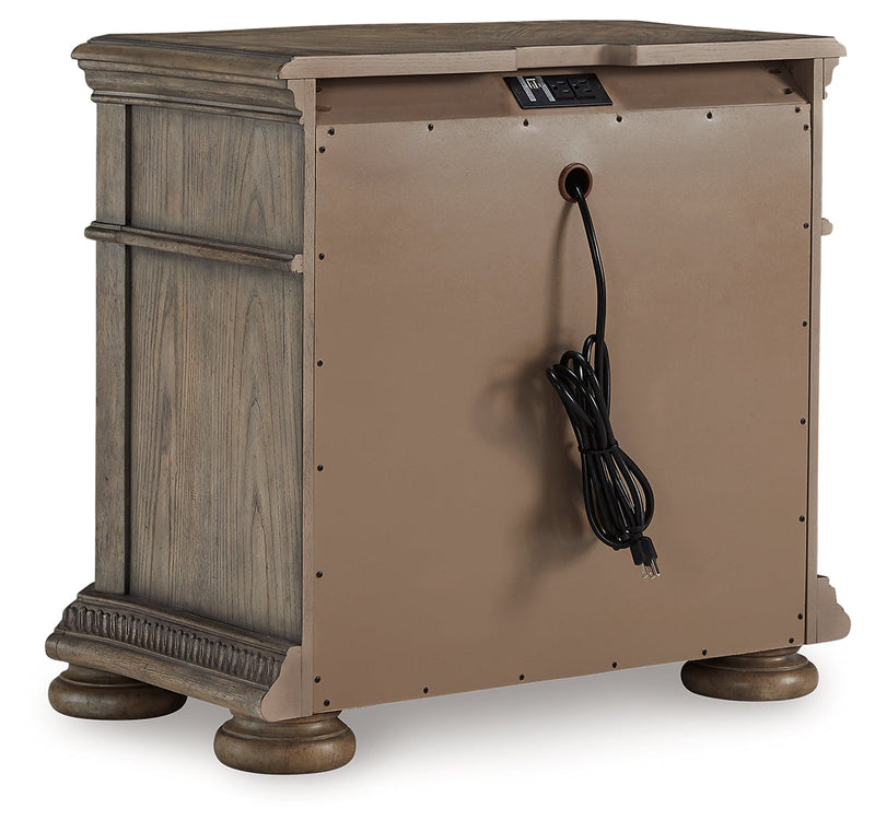 Ardenfield Queen Upholstered Sleigh Bed with Mirrored Dresser and 2 Nightstands in Light Brown from Ashley - DMV Furniture