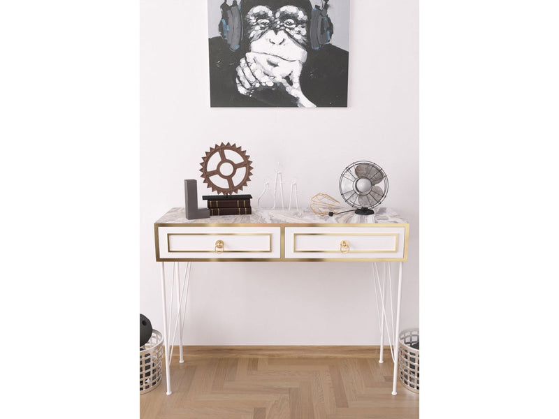 Ardeno London Consol Table White Marble in White - 790-ARDENO-WHI