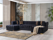 Ariana Black Velvet Double Chaise Sectional - DMV FurnitureSectional