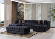 Ariana Black Velvet Double Chaise Sectional - DMV FurnitureSectional