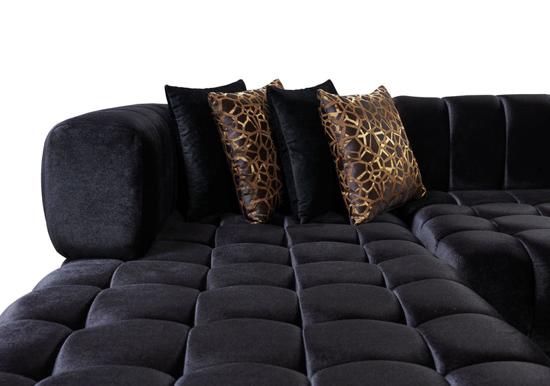 Ariana Black Velvet Double Chaise Sectional - DMV FurnitureSectional