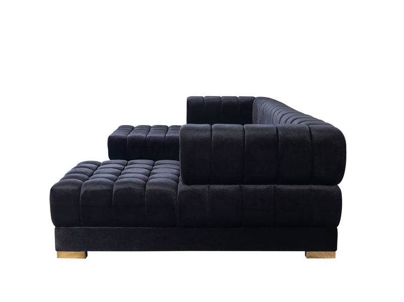 Ariana Black Velvet Double Chaise Sectional - DMV FurnitureSectional