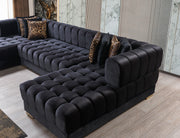 Ariana Black Velvet Double Chaise Sectional - DMV FurnitureSectional