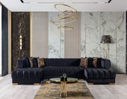 Ariana Black Velvet Double Chaise Sectional - DMV FurnitureSectional