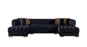Ariana Black Velvet Double Chaise Sectional - DMV FurnitureSectional