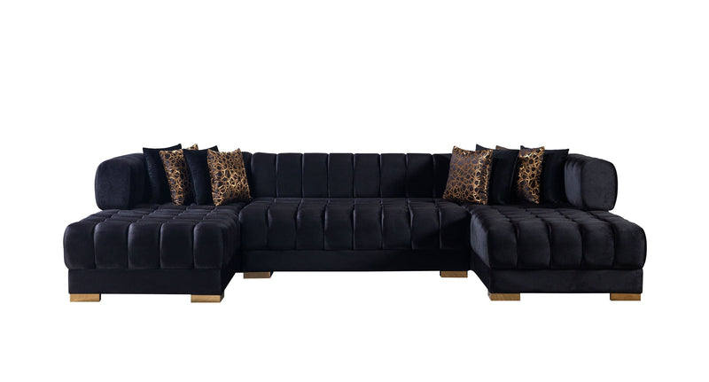 Ariana Black Velvet Double Chaise Sectional - DMV FurnitureSectional