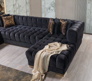 Ariana Black Velvet Double Chaise Sectional - DMV FurnitureSectional