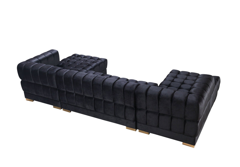 Ariana Black Velvet Double Chaise Sectional - DMV FurnitureSectional