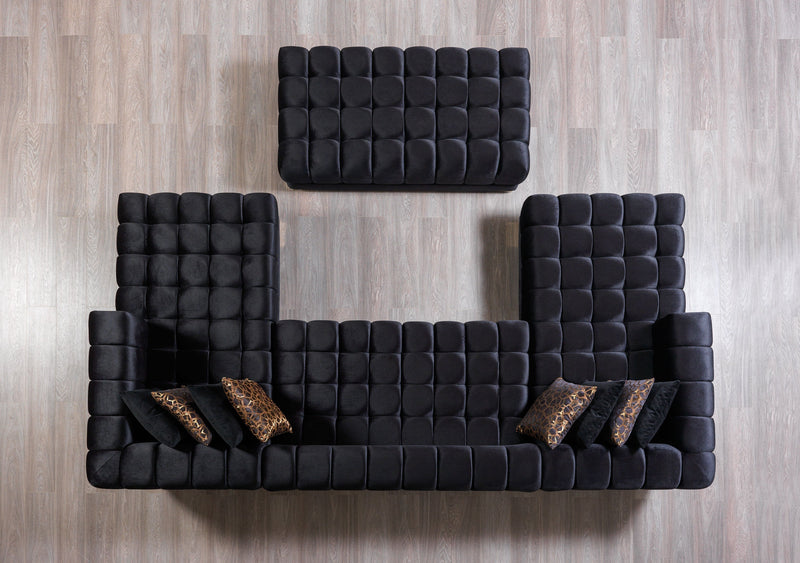 Ariana Black Velvet Double Chaise Sectional - DMV FurnitureSectional