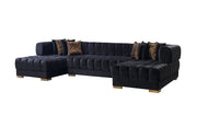 Ariana Black Velvet Double Chaise Sectional - DMV FurnitureSectional
