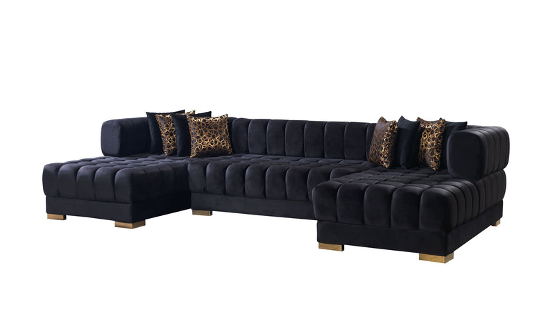 Ariana Black Velvet Double Chaise Sectional - DMV FurnitureSectional