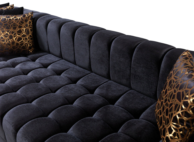 Ariana Black Velvet Double Chaise Sectional - DMV FurnitureSectional