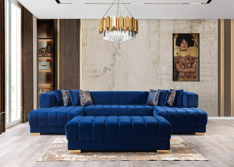 Ariana Blue Velvet Double Chaise Sectional - DMV FurnitureSectional