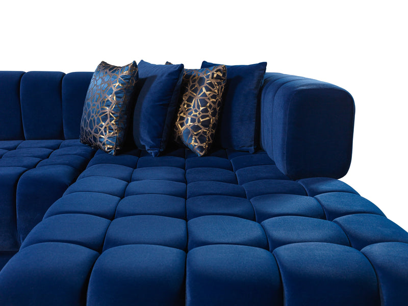 Ariana Blue Velvet Double Chaise Sectional - DMV FurnitureSectional