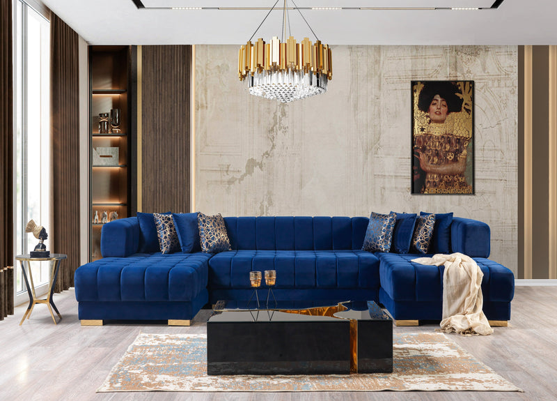 Ariana Blue Velvet Double Chaise Sectional - DMV FurnitureSectional