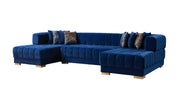 Ariana Blue Velvet Double Chaise Sectional - DMV FurnitureSectional
