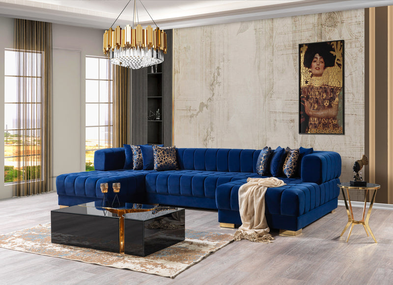 Ariana Blue Velvet Double Chaise Sectional - DMV FurnitureSectional