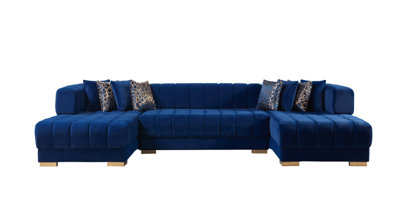 Ariana Blue Velvet Double Chaise Sectional - DMV FurnitureSectional