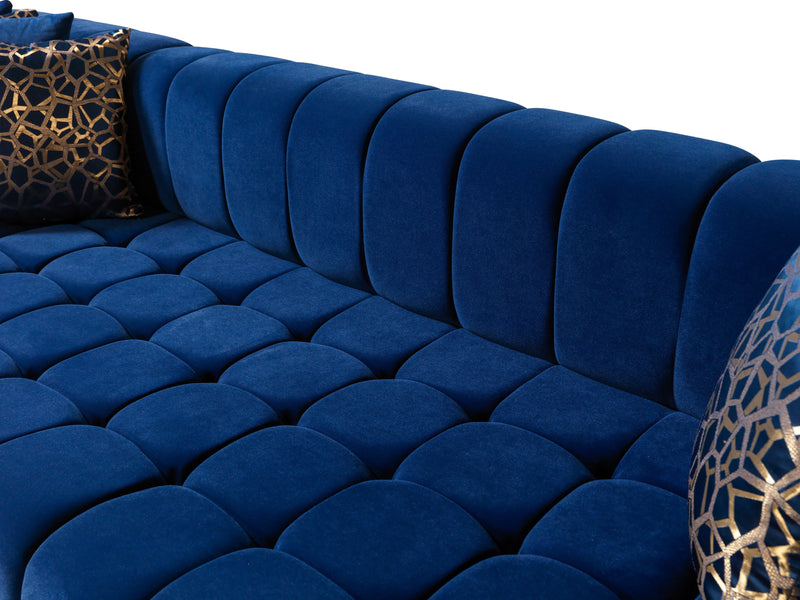 Ariana Blue Velvet Double Chaise Sectional - DMV FurnitureSectional