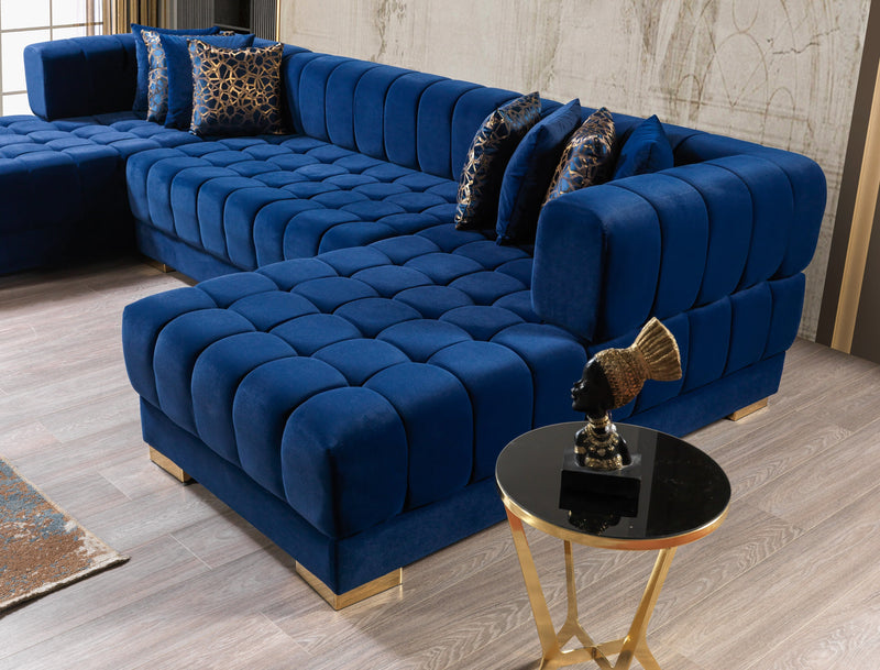Ariana Blue Velvet Double Chaise Sectional - DMV FurnitureSectional
