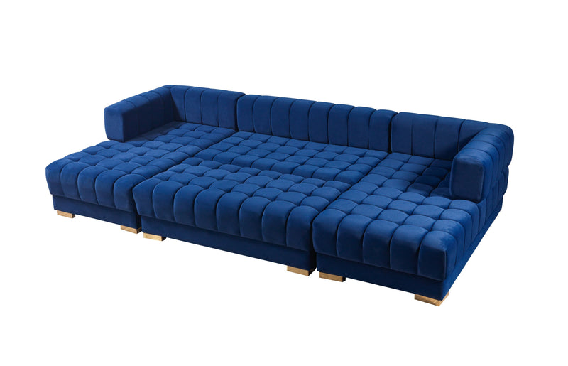 Ariana Blue Velvet Double Chaise Sectional - DMV FurnitureSectional