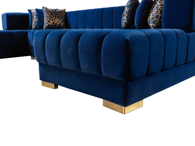 Ariana Blue Velvet Double Chaise Sectional - DMV FurnitureSectional