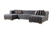 Ariana Gray Velvet Double Chaise Sectional [ETA: 3/10] - ARIANAGRAY-SEC