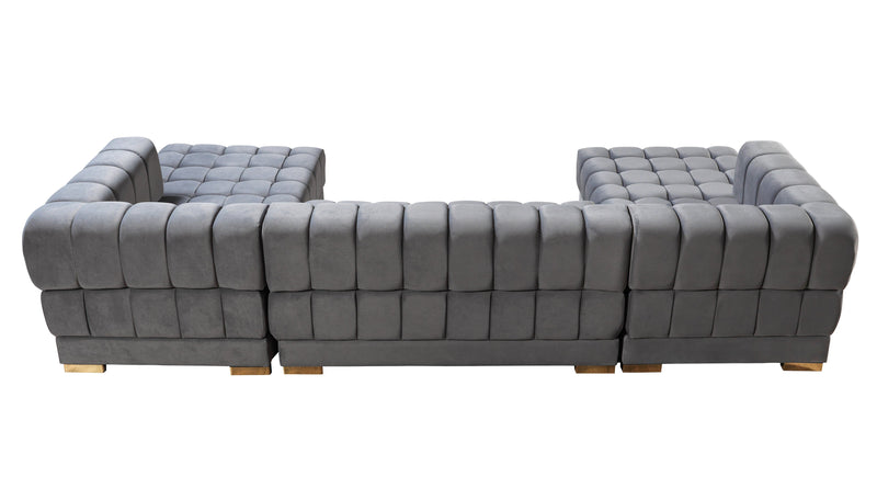 Ariana Gray Velvet Double Chaise Sectional [ETA: 3/10] - ARIANAGRAY-SEC