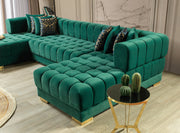 Ariana Green Velvet Double Chaise Sectional [ETA: 3/10] - ARIANAGREEN-SEC