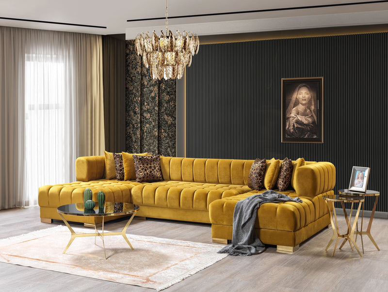 Ariana Mustard Velvet Double Chaise Sectional - DMV FurnitureSectional
