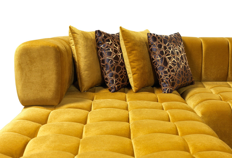 Ariana Mustard Velvet Double Chaise Sectional - DMV FurnitureSectional