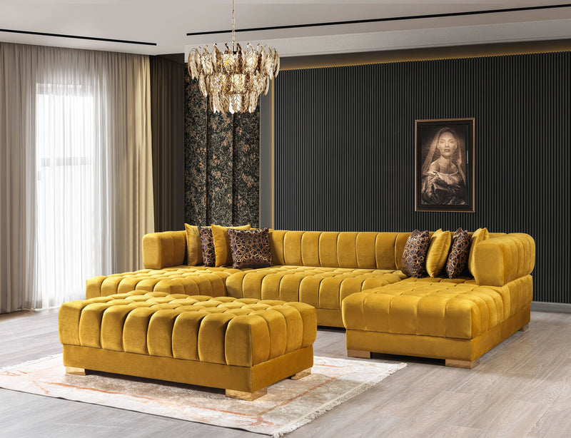 Ariana Mustard Velvet Double Chaise Sectional - DMV FurnitureSectional