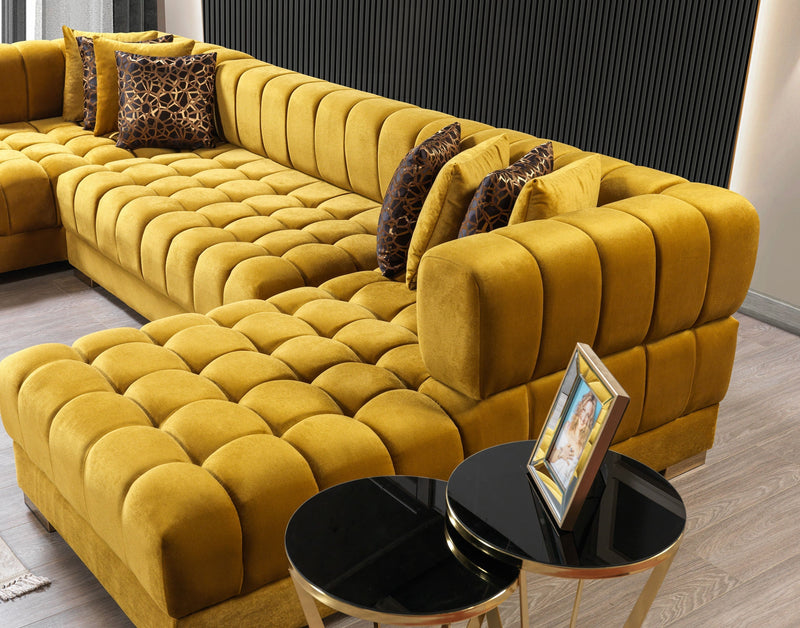 Ariana Mustard Velvet Double Chaise Sectional - DMV FurnitureSectional