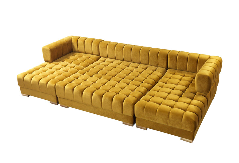 Ariana Mustard Velvet Double Chaise Sectional - DMV FurnitureSectional