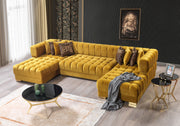 Ariana Mustard Velvet Double Chaise Sectional - DMV FurnitureSectional