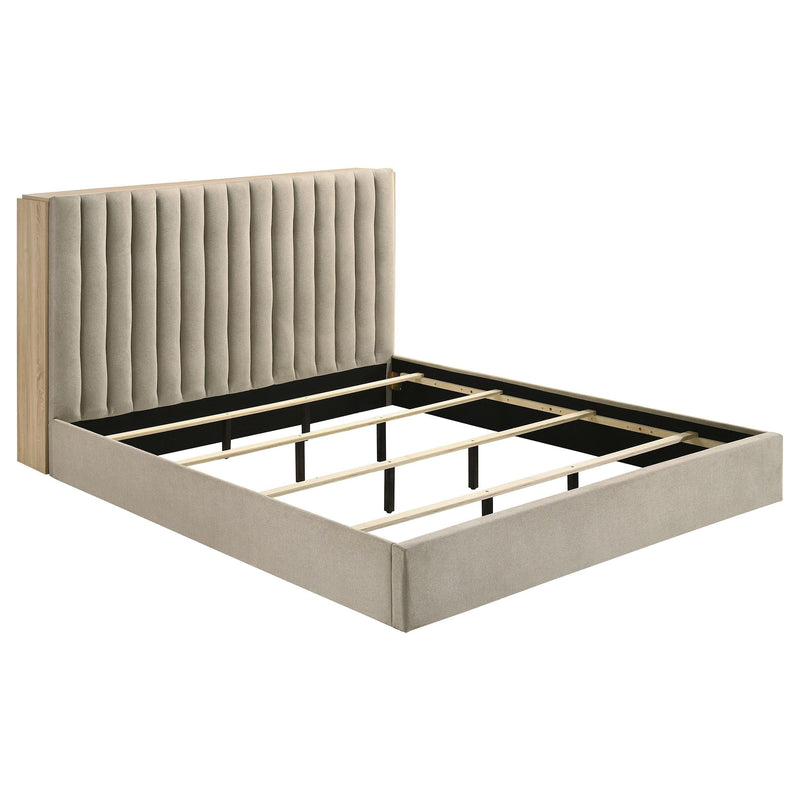 Arielle Eastern King Bookcase Panel Storage Bed Light Oak - 223111KE