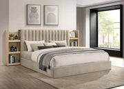 Arielle Eastern King Bookcase Panel Storage Bed Light Oak - 223111KE