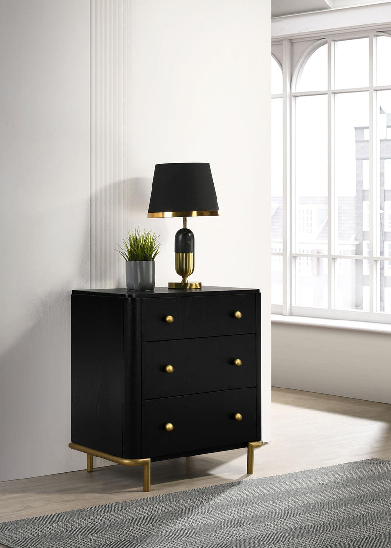 Arini 3-drawer Nightstand Black - 224332