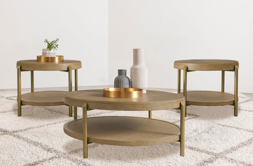 Arini 3-piece Round Coffee and End Table Set Sand Wash - 706188-S3