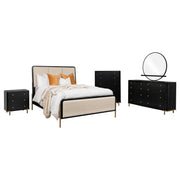 Arini 5-piece Eastern King Bedroom Set Cream and Black - 224331KECRM-S5