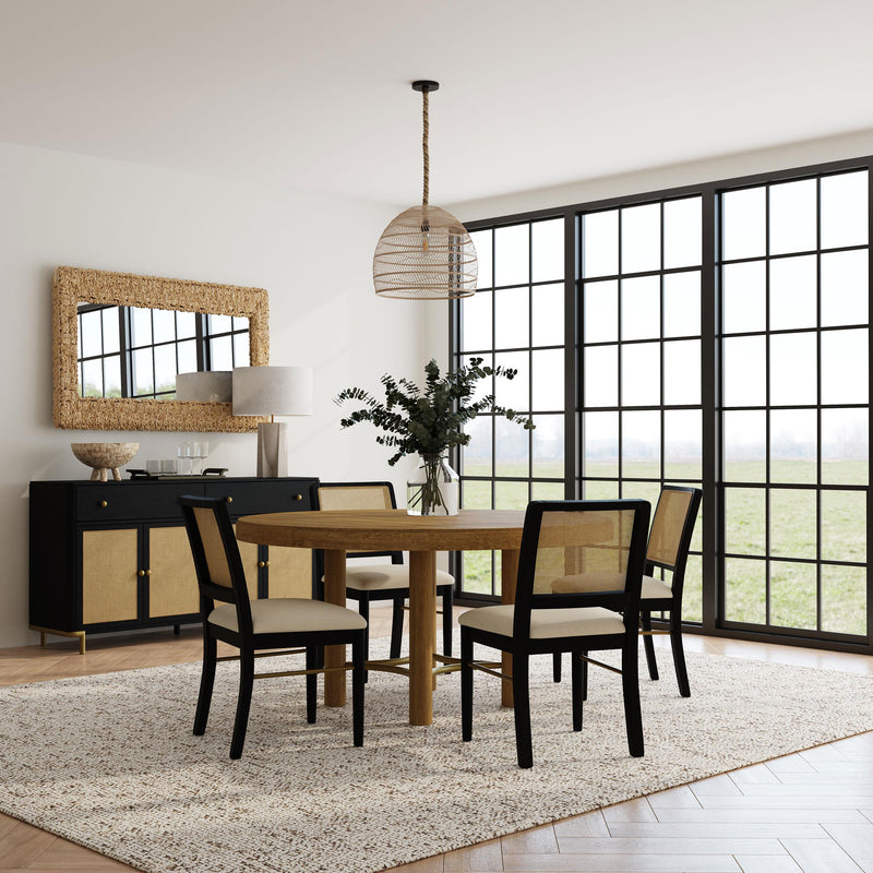 Arini 5-piece Round Dining Table Set Sand Wash and Black - 108930-S5B